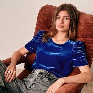 NWT Sézane Coralie Blouse in Electric Blue